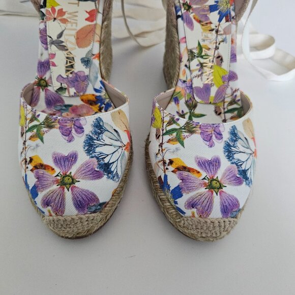 Stuart Weitzman Marguerita Floral Espadrille Wedge Sandals- Size 7 - Picture 8 of 16